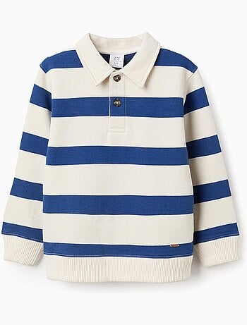 Sudadera de algodón a rayas con cuello polo