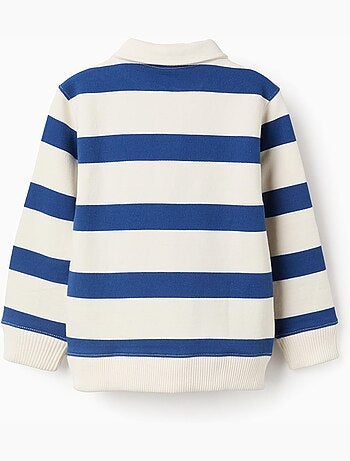 Sudadera de algodón a rayas con cuello polo