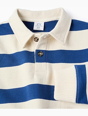 Sudadera de algodón a rayas con cuello polo