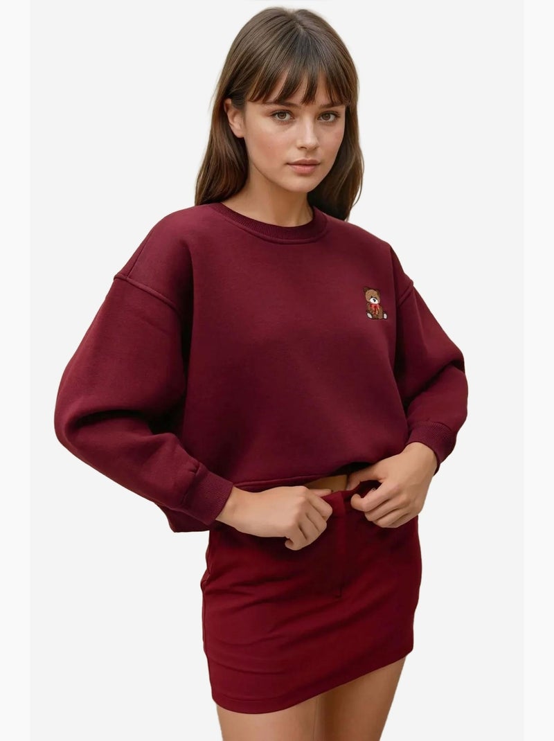Sudadera de algodón bordada de corte relajado hiccup Rojo burdeos - Kiabi