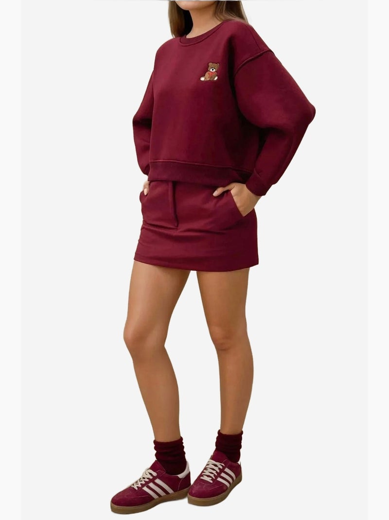 Sudadera de algodón bordada de corte relajado hiccup Rojo burdeos - Kiabi