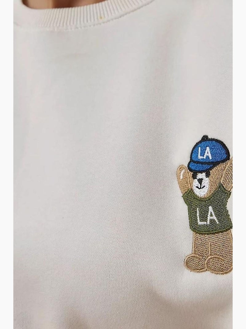 Sudadera de algodón bordada hiccup Blanco roto - Kiabi