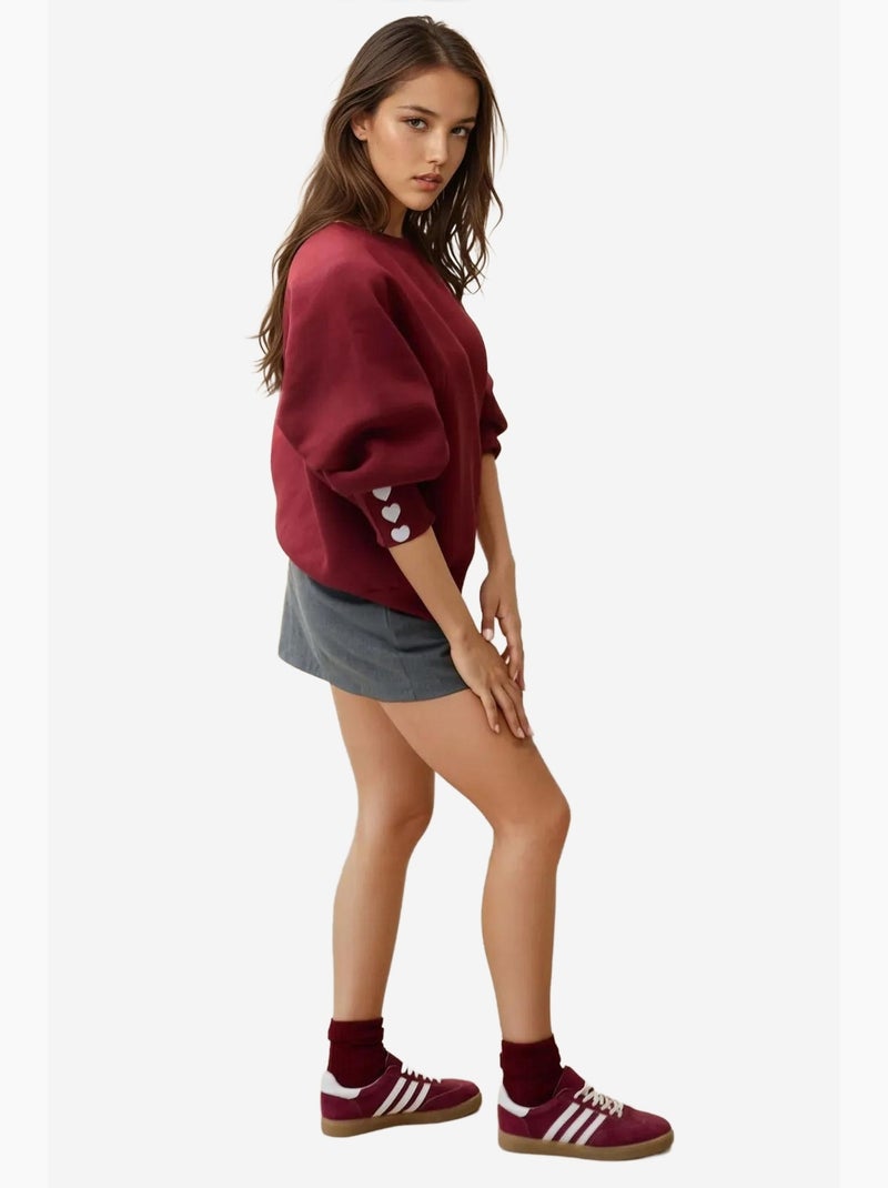 Sudadera de algodón bordada hiccup Rojo burdeos - Kiabi