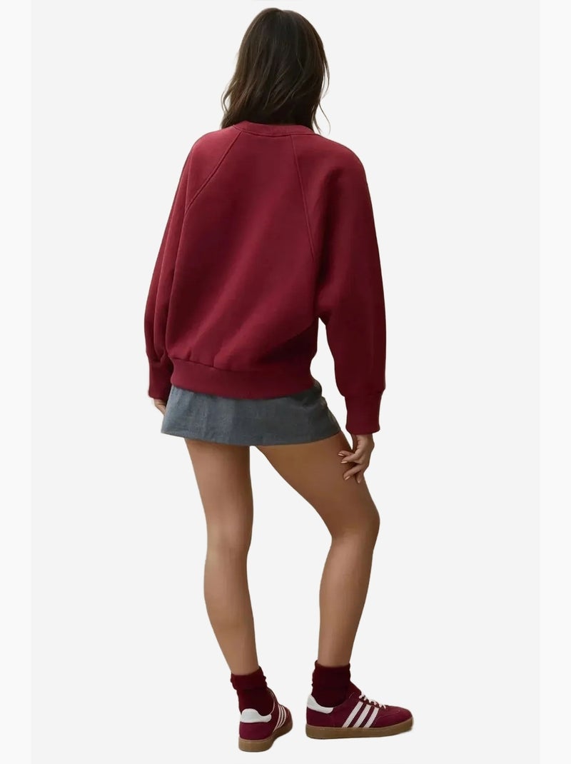 Sudadera de algodón bordada hiccup Rojo burdeos - Kiabi