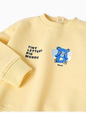 Sudadera de algodón com estampado de oso y letras