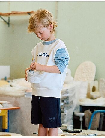 Sudadera de algodón con bloque de color