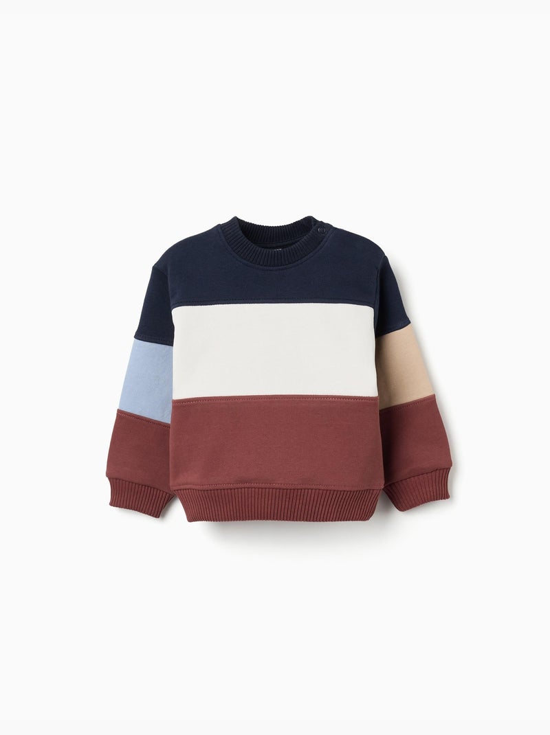 Sudadera de algodón con bloques de color Marrón - Kiabi