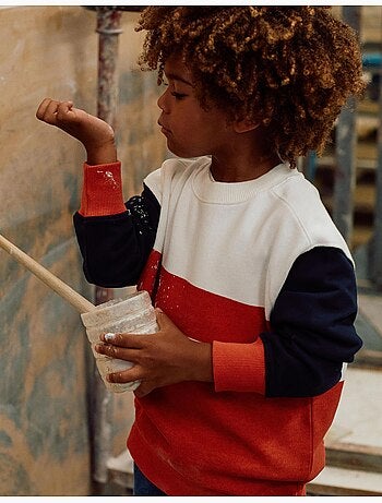 Sudadera de algodón con bloques de color