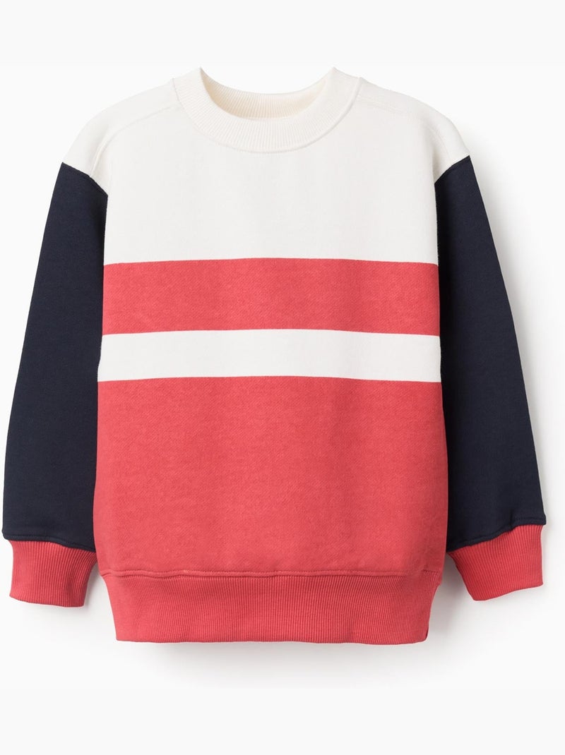 Sudadera de algodón con bloques de color Rojo - Kiabi