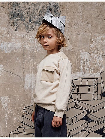 Sudadera de algodón con bolsillo en el pecho B&S