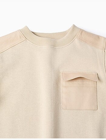 Sudadera de algodón con bolsillo en el pecho B&S