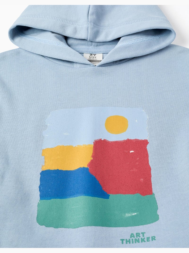 Sudadera de algodón con capucha Art Thinker Azul claro - Kiabi