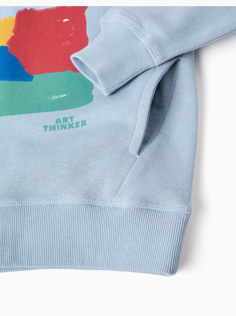 Sudadera de algodón con capucha Art Thinker Azul claro - Kiabi