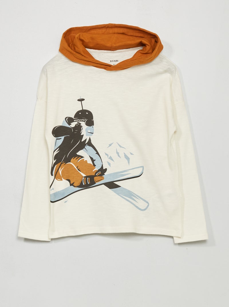 Sudadera de algodón con capucha BLANCO - Kiabi
