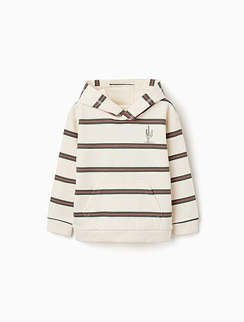 Sudadera de algodón con capucha y a rayas