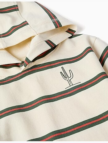 Sudadera de algodón con capucha y a rayas