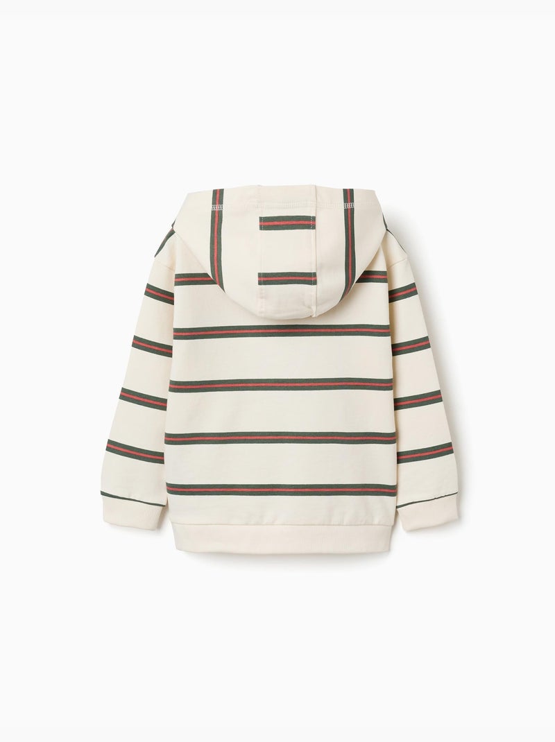 Sudadera de algodón con capucha y a rayas Beige claro - Kiabi