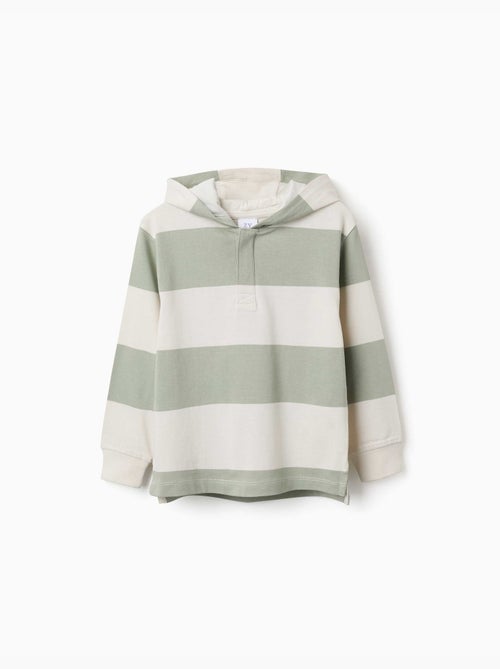 Sudadera de algodón con capucha y a rayas - Kiabi Sudadera de algodón con capucha y a rayas - Kiabi
