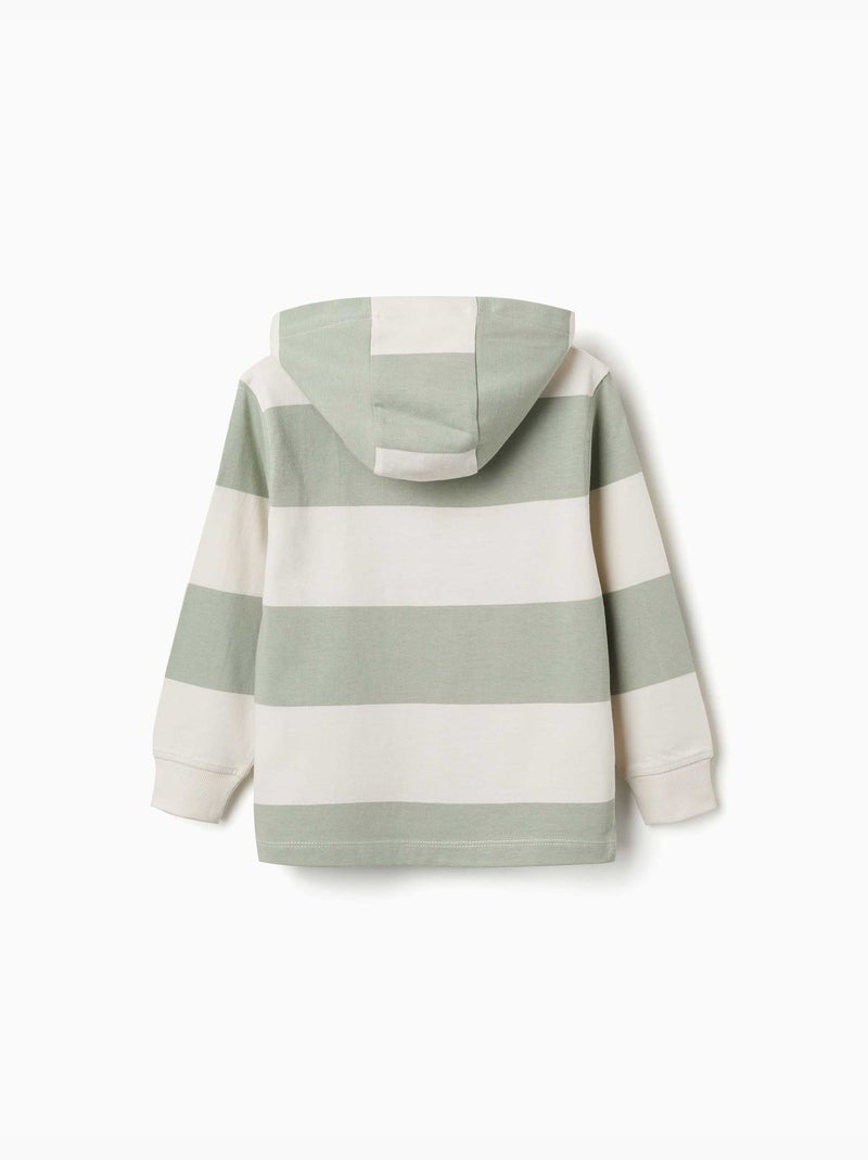 Sudadera de algodón con capucha y a rayas Verde claro - Kiabi