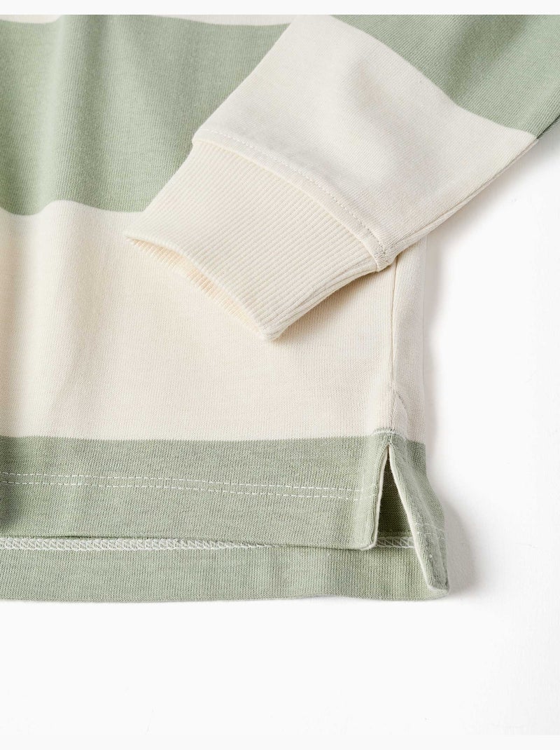 Sudadera de algodón con capucha y a rayas Verde claro - Kiabi