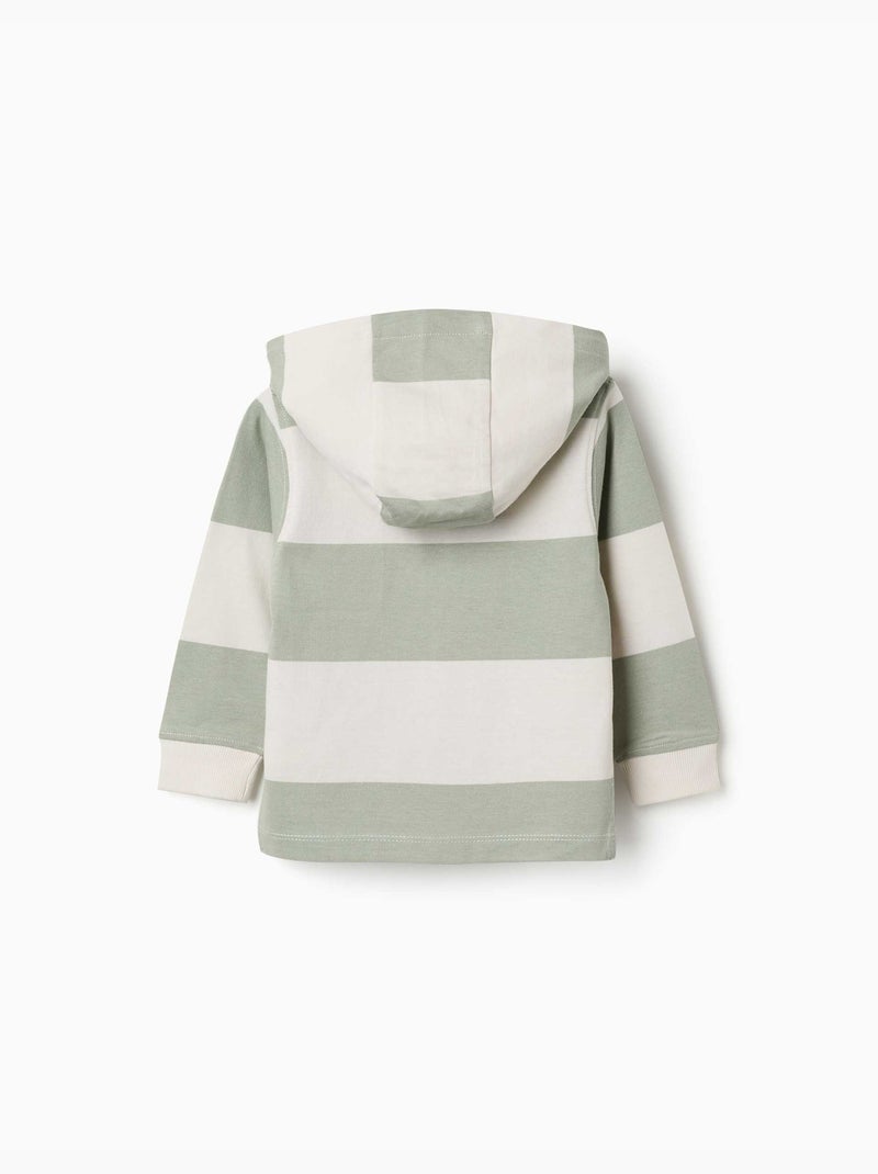 Sudadera de algodón con capucha y a rayas Verde claro - Kiabi