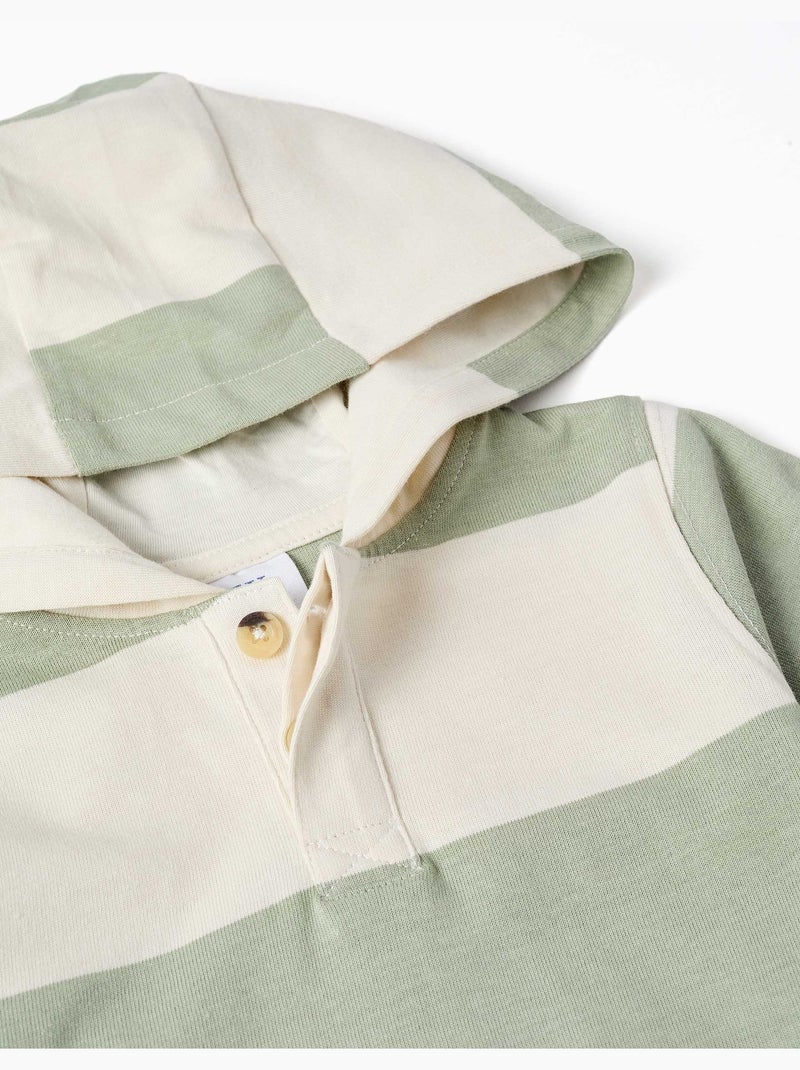 Sudadera de algodón con capucha y a rayas Verde claro - Kiabi