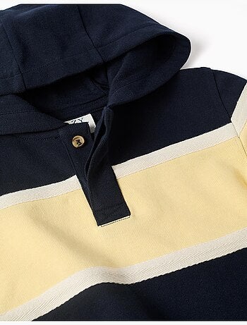 Sudadera de algodón con capucha y bloques de color