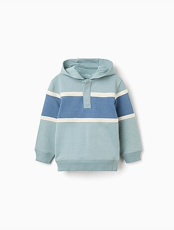Sudadera de algodón con capucha y bloques de color