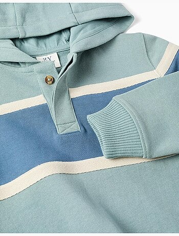 Sudadera de algodón con capucha y bloques de color