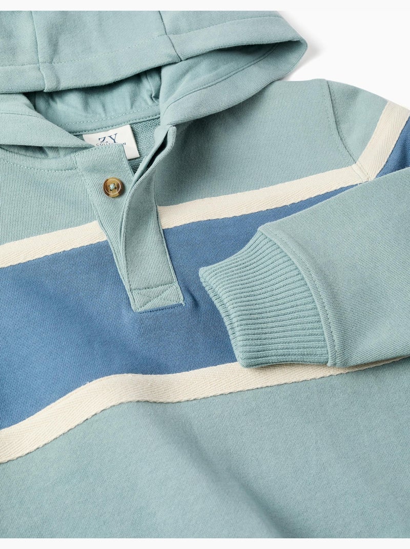 Sudadera de algodón con capucha y bloques de color Verde claro - Kiabi