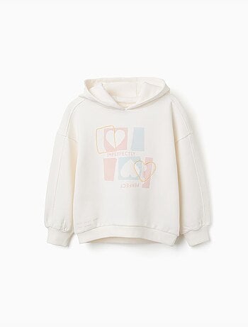 Sudadera de algodón con capucha y estampado de corazones