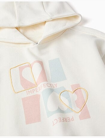 Sudadera de algodón con capucha y estampado de corazones