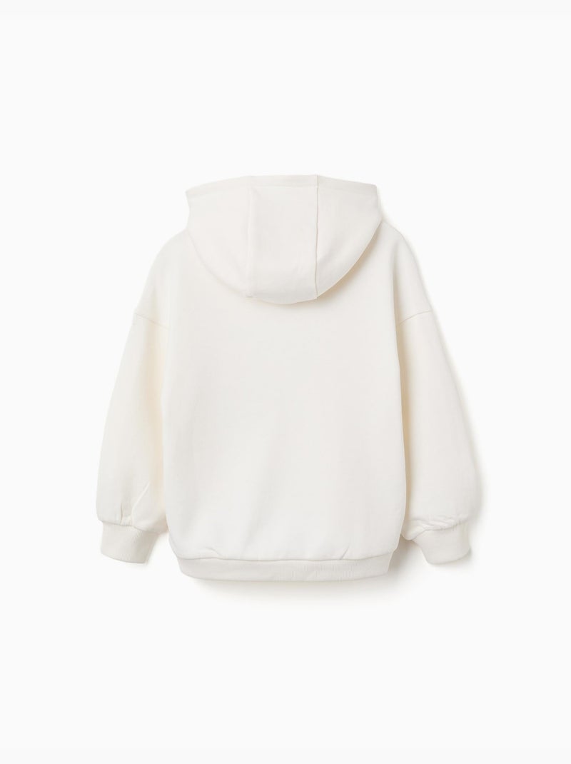 Sudadera de algodón con capucha y estampado de corazones Blanco - Kiabi