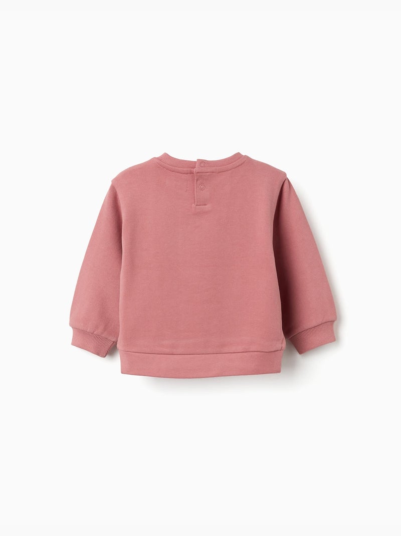 Sudadera de algodón con corazón bordado Rosa - Kiabi