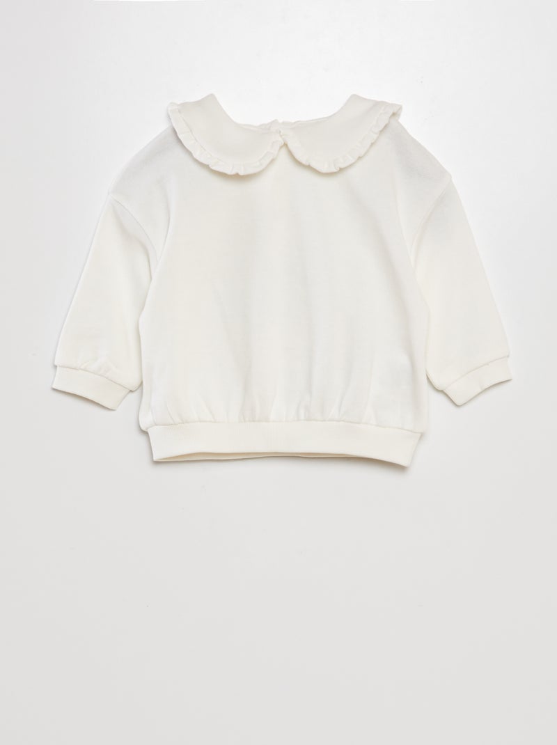 Sudadera de algodón con cuello bebé BLANCO - Kiabi