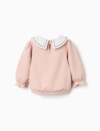 Sudadera de algodón con cuello bordado