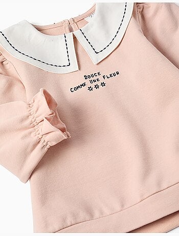 Sudadera de algodón con cuello bordado
