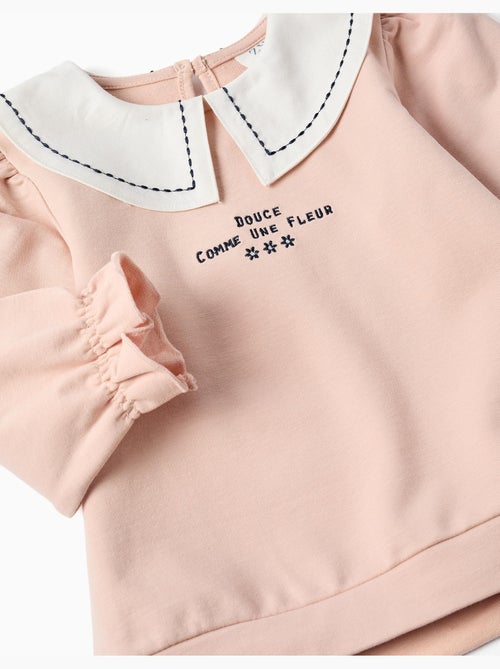 Sudadera de algodón con cuello bordado - Kiabi Sudadera de algodón con cuello bordado - Kiabi