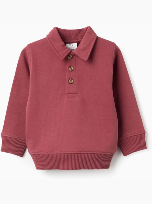 Sudadera de algodón con cuello polo - Kiabi