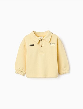 Sudadera de algodón con cuello polo y estampado