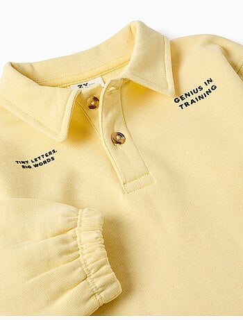Sudadera de algodón con cuello polo y estampado