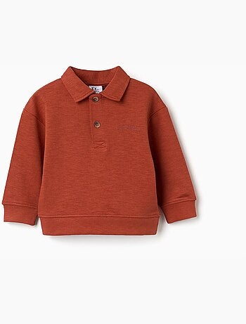 Sudadera de algodón con cuello polo y estampado