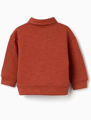 Sudadera de algodón con cuello polo y estampado