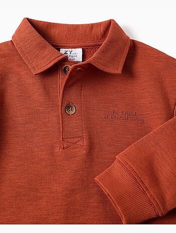 Sudadera de algodón con cuello polo y estampado