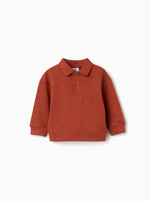 Sudadera de algodón con cuello polo y estampado - Kiabi