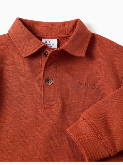 Sudadera de algodón con cuello polo y estampado - Kiabi