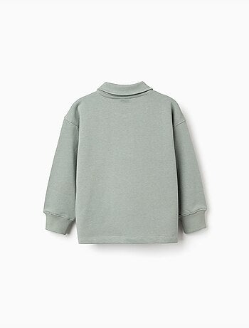 Sudadera de algodón con cuello polo y estampado