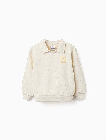 Sudadera de algodón con estampado de corazón en relieve