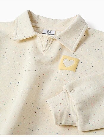 Sudadera de algodón con estampado de corazón en relieve