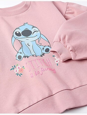 Sudadera de algodón con estampado de Stitch y hombros caídos